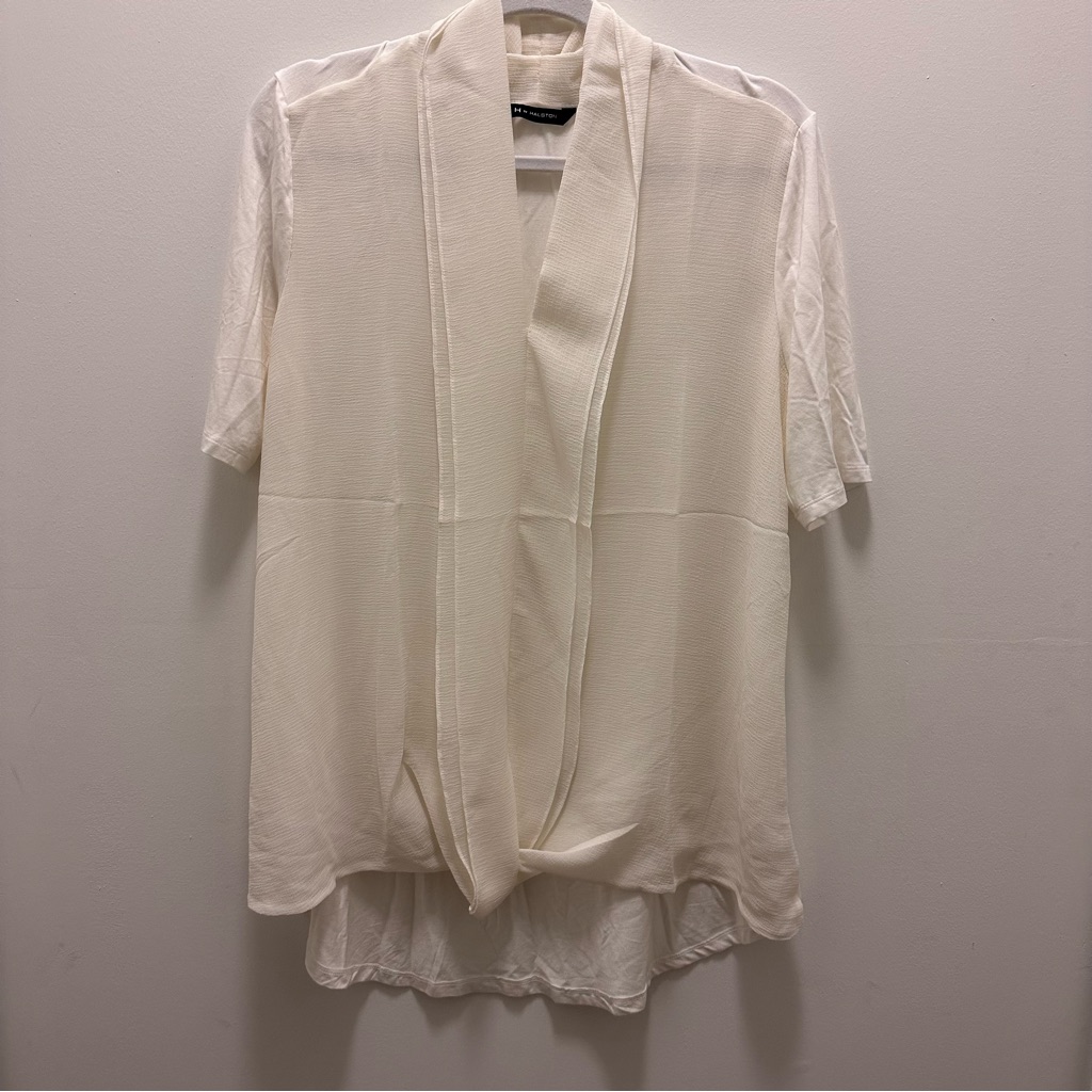 H By Halston Short Sleeve Cream Blouse. Size Medium